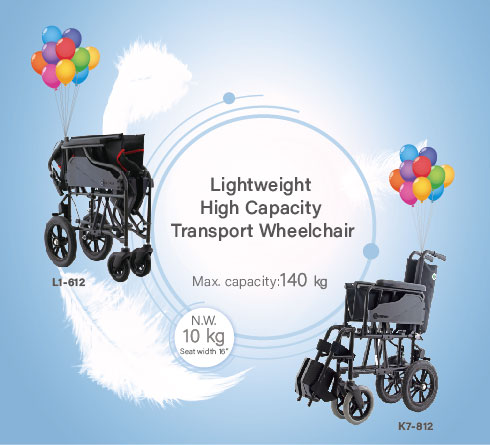 Lightweight  High Capacity  Transport Wheelchair